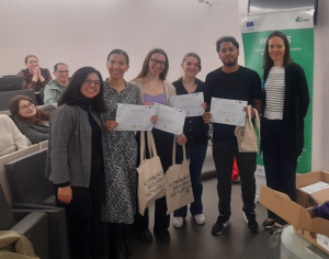 Figure 6 – Hackathon runners-up with Drª Marta Bom (CP Comboios de Portugal) and tutor Dr. Caterina Di Giovanni.